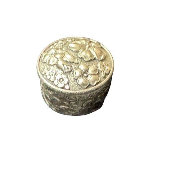 Heritage Pewter Floral Round Trinket Box With Lid Decorative Keepsake Box Blue - Picture 1 of 5